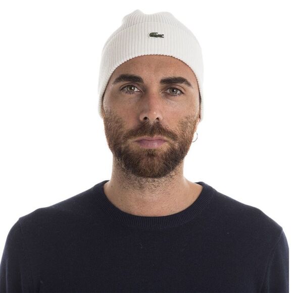 LACOSTE MEN & WOMEN LOGO BEANIE CUFFED HAT SKULL CAP 100% WOOL ONE SIZE NWOT - Picture 3 of 8